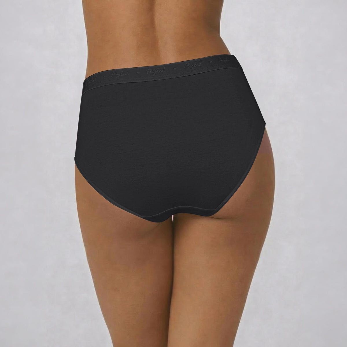PO3 Mid Rise Cotton Full Brief Panty with Outer Elastic-NYP392 B Maroon,T Plum,Jet Black