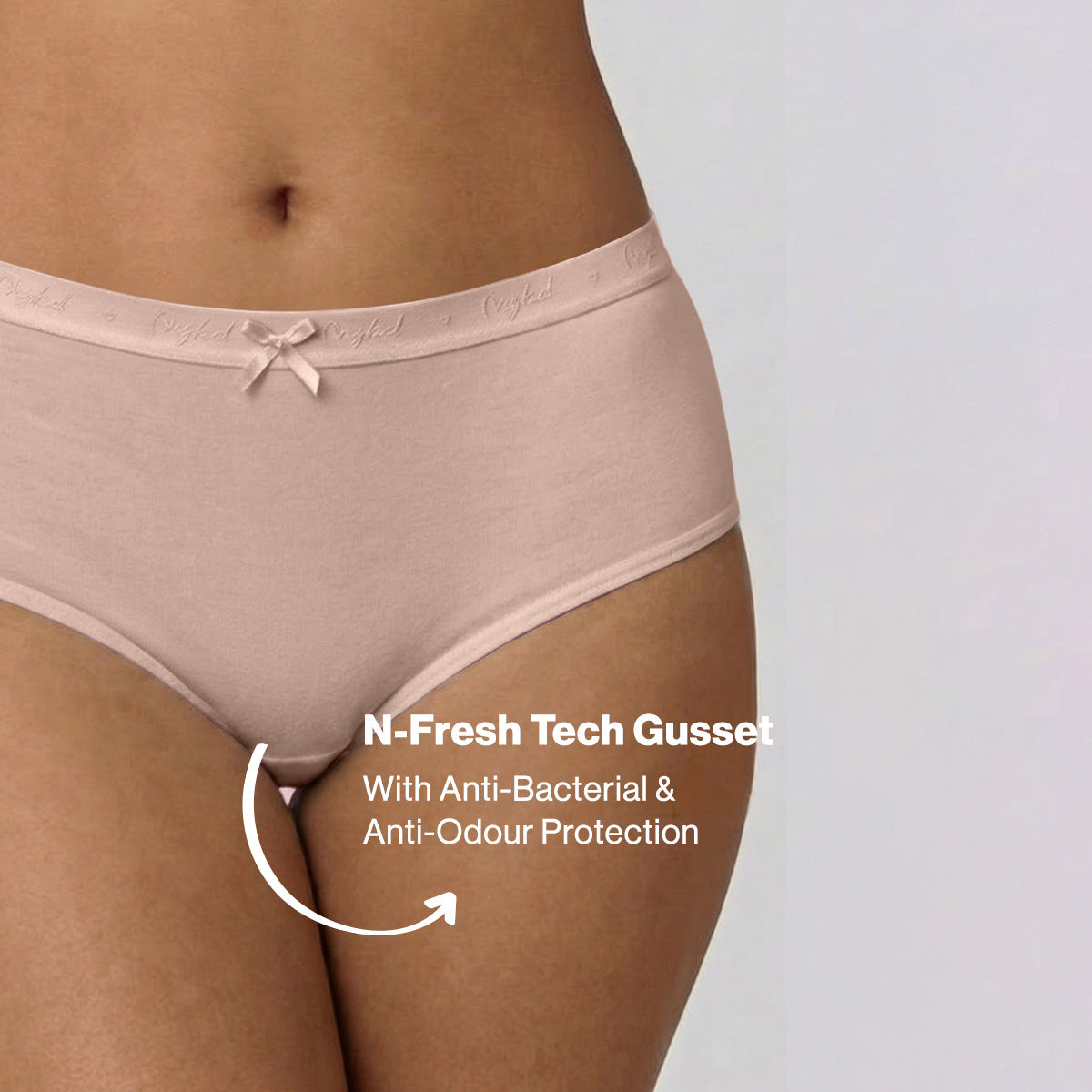 Nykd by Nykaa PO3 High Rise Cotton Full Brief Panty with Outer Elastic-Coral,P.Pink,Nude NYP392
