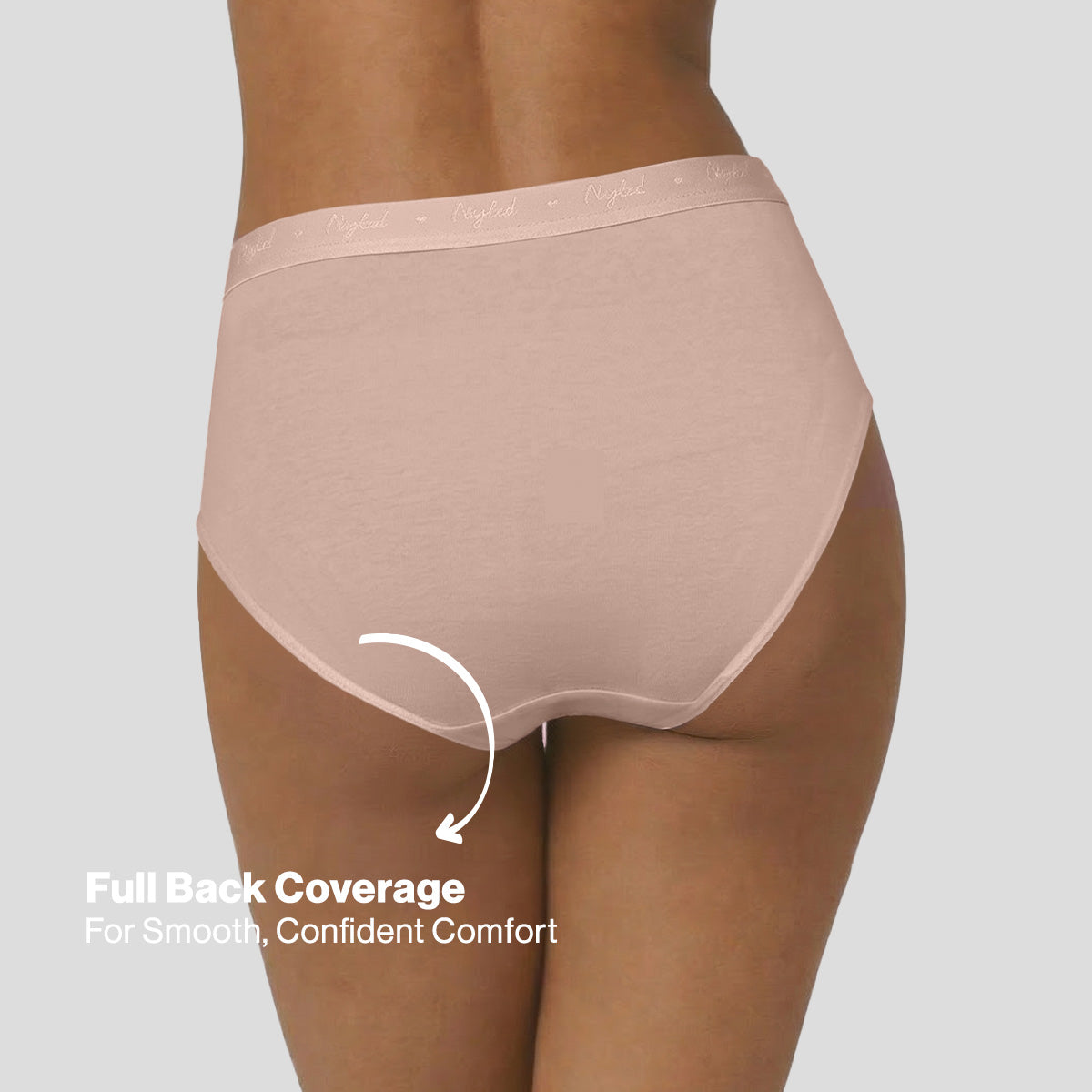 Nykd by Nykaa PO3 High Rise Cotton Full Brief Panty with Outer Elastic-Coral,P.Pink,Nude NYP392
