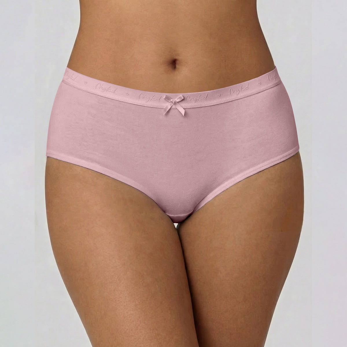Nykd by Nykaa PO3 High Rise Cotton Full Brief Panty with Outer Elastic-Coral,P.Pink,Nude NYP392