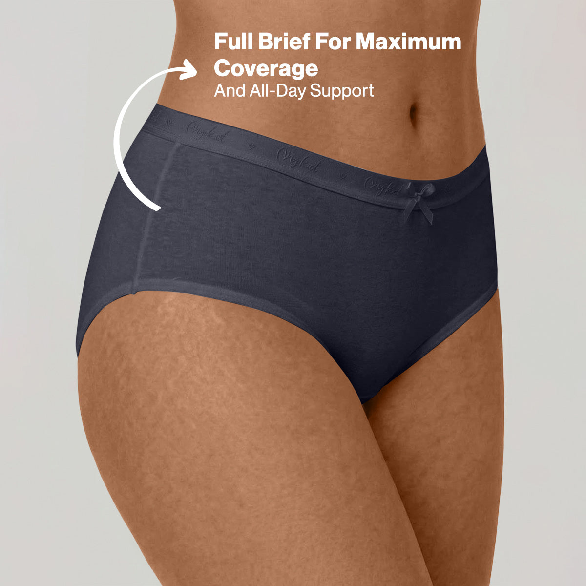 Nykd by Nykaa PO3 High Rise Cotton Full Brief Panty with Outer Elastic-Grey,P.Pink,Taupe NYP392