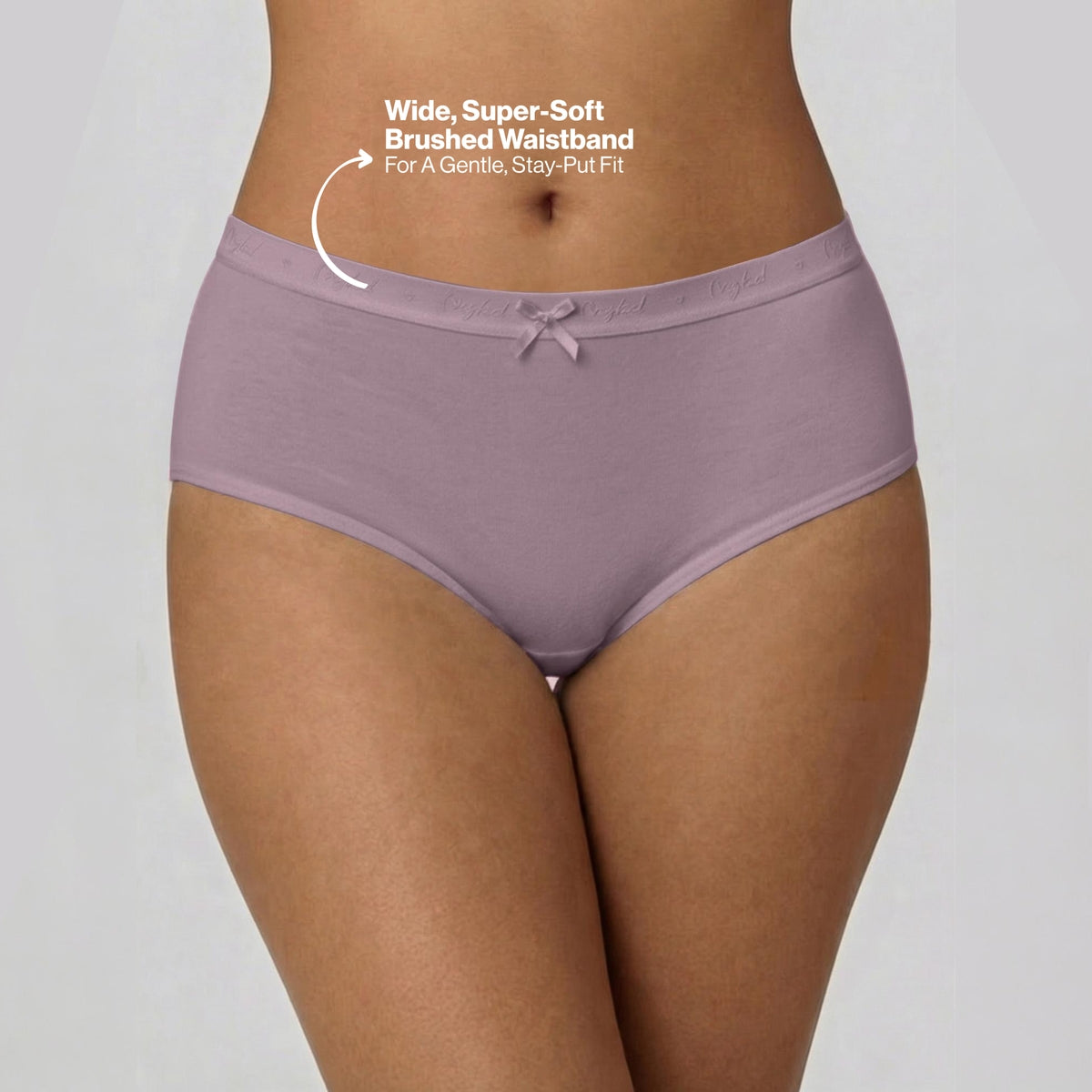 PO3 Mid Rise Cotton Full Brief Panty with Outer Elastic-NYP392 Lavender,P Nude,Pink