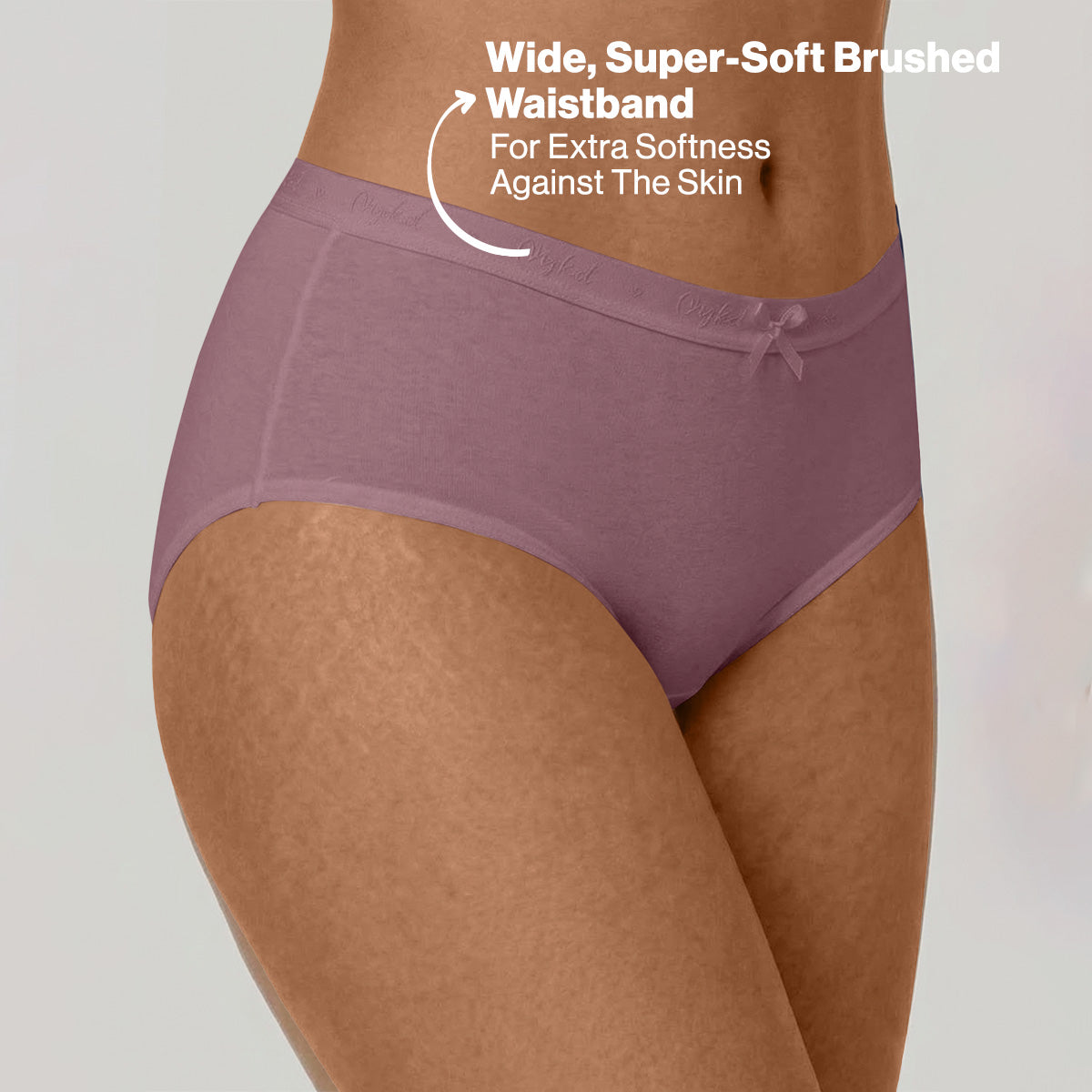 Nykd by Nykaa PO3 High Rise Cotton Full Brief Panty with Outer Elastic-Mauve,Cedar,C.Coffee NYP392
