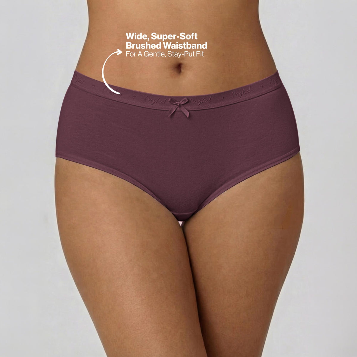 PO3 Mid Rise Cotton Full Brief Panty with Outer Elastic-NYP392 M Wine,Blush,Dark Skin