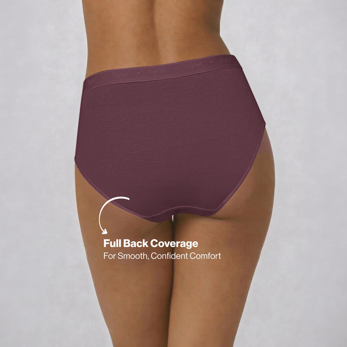 PO3 Mid Rise Cotton Full Brief Panty with Outer Elastic-NYP392 M Wine,Blush,Dark Skin