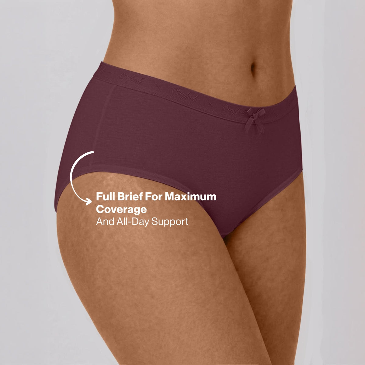 PO3 Mid Rise Cotton Full Brief Panty with Outer Elastic-NYP392 Wine,Brown, Dk. Skin
