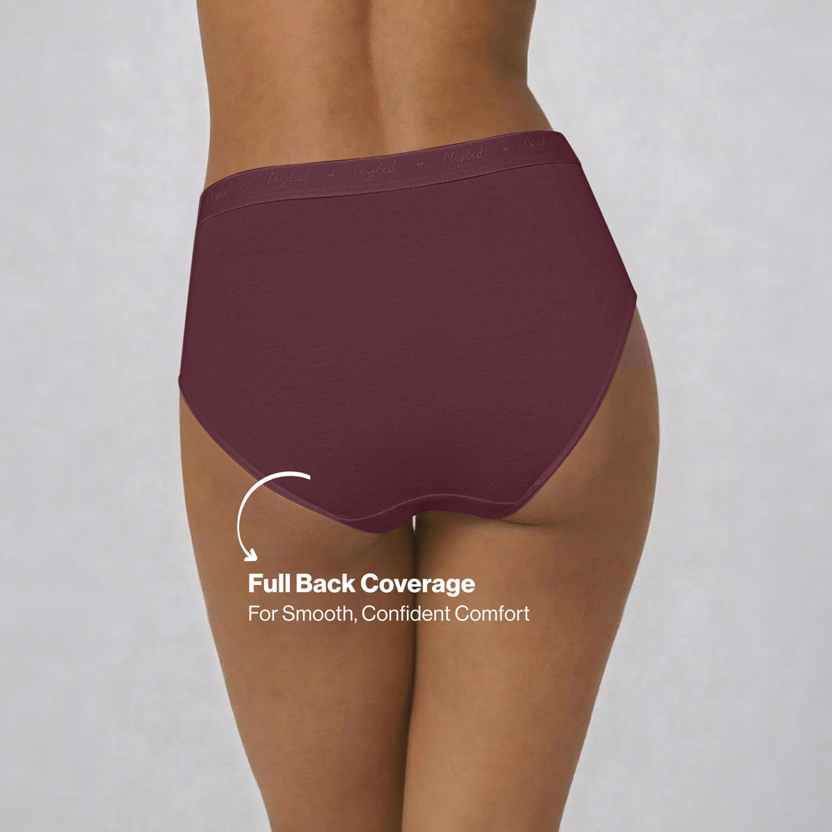 PO3 Mid Rise Cotton Full Brief Panty with Outer Elastic-NYP392 Wine,Brown, Dk. Skin