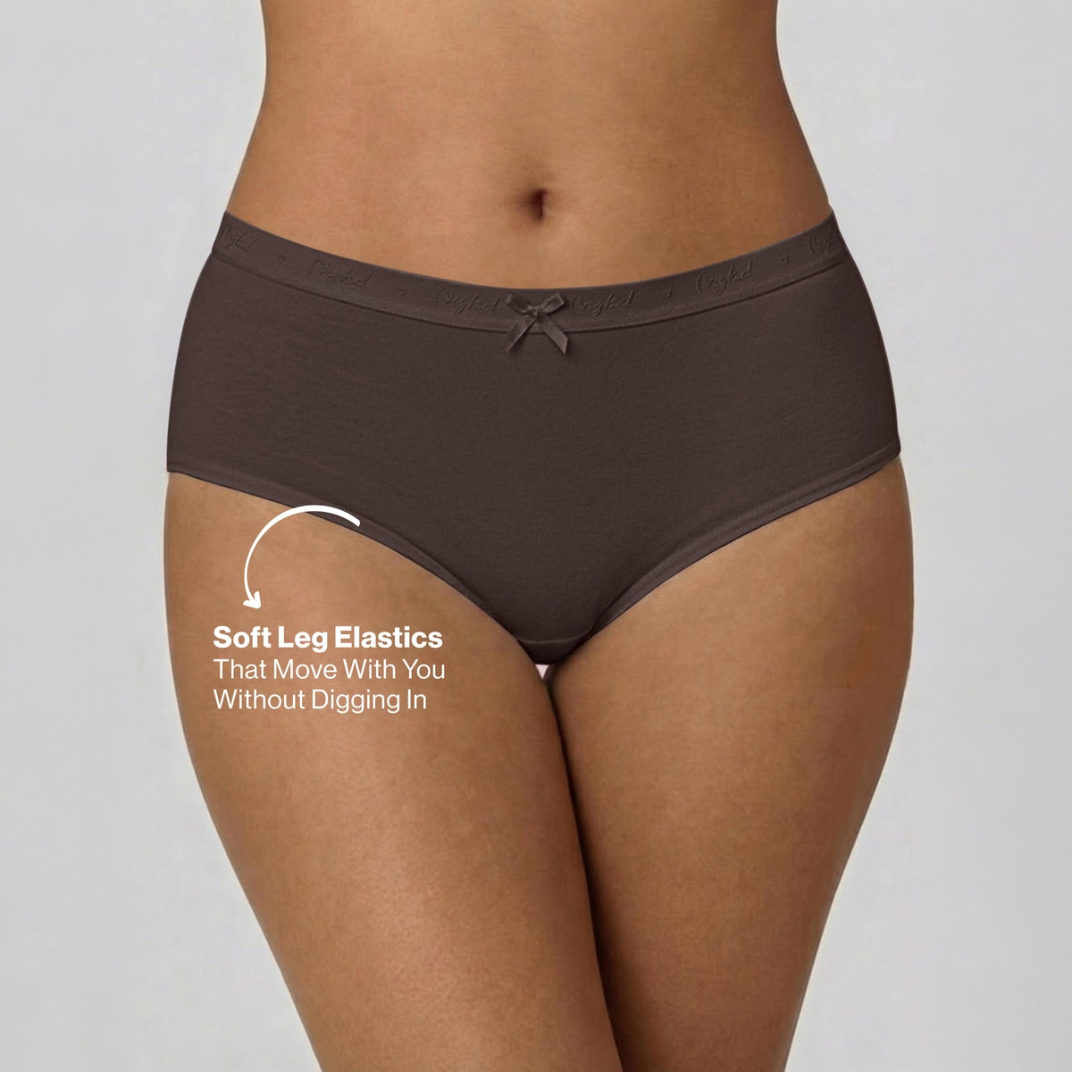 PO3 Mid Rise Cotton Full Brief Panty with Outer Elastic-NYP392 Wine,Brown, Dk. Skin