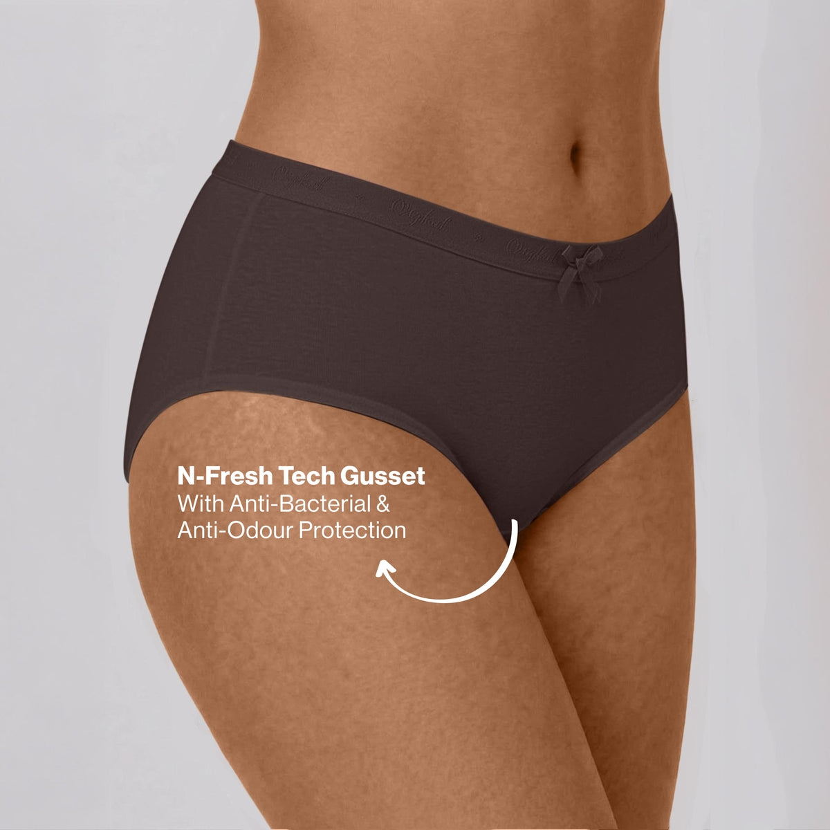 PO3 Mid Rise Cotton Full Brief Panty with Outer Elastic-NYP392 Wine,Brown, Dk. Skin