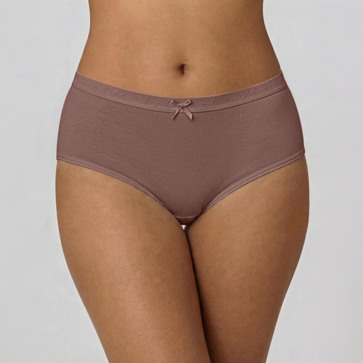 PO3 Mid Rise Cotton Full Brief Panty with Outer Elastic-NYP392 Wine,Brown, Dk. Skin