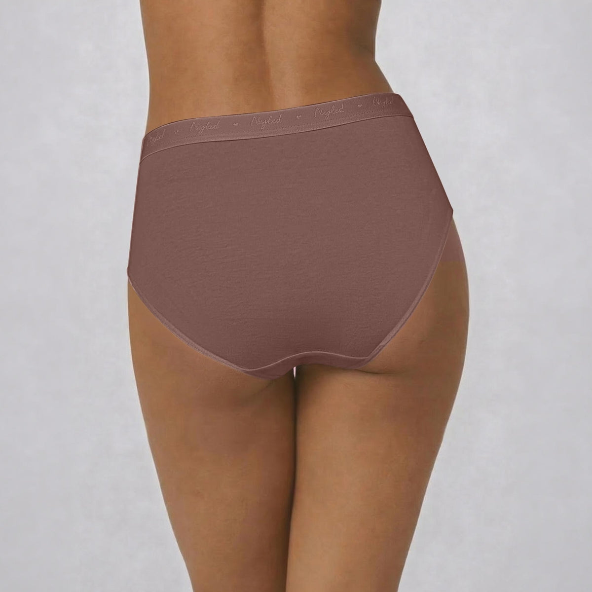 PO3 Mid Rise Cotton Full Brief Panty with Outer Elastic-NYP392 Wine,Brown, Dk. Skin