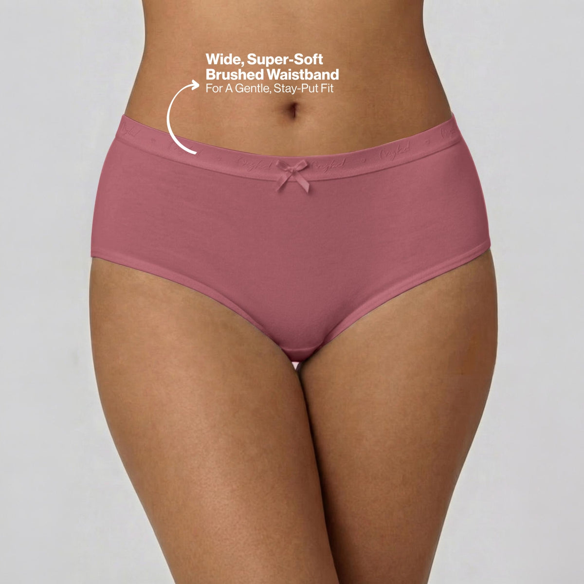 PO3 Mid Rise Cotton Full Brief Panty with Outer Elastic-NYP392 W Mauve,B Pink,L Rust