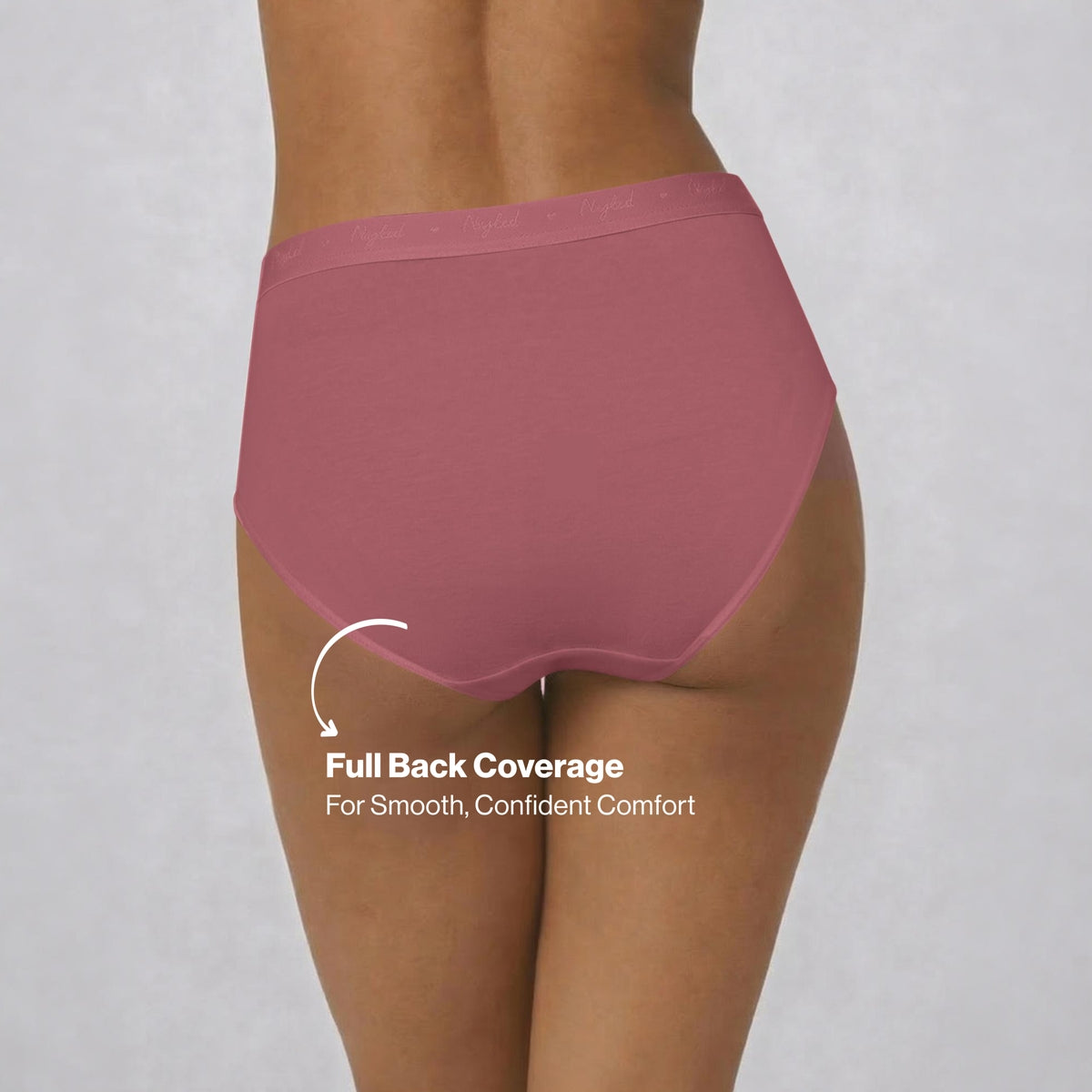 PO3 Mid Rise Cotton Full Brief Panty with Outer Elastic-NYP392 W Mauve,B Pink,L Rust