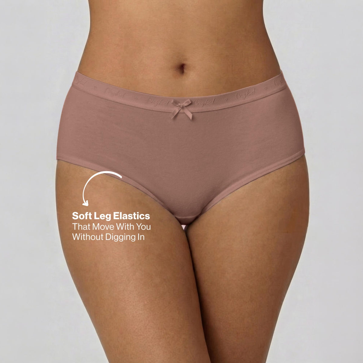 PO3 Mid Rise Cotton Full Brief Panty with Outer Elastic-NYP392 W Mauve,B Pink,L Rust