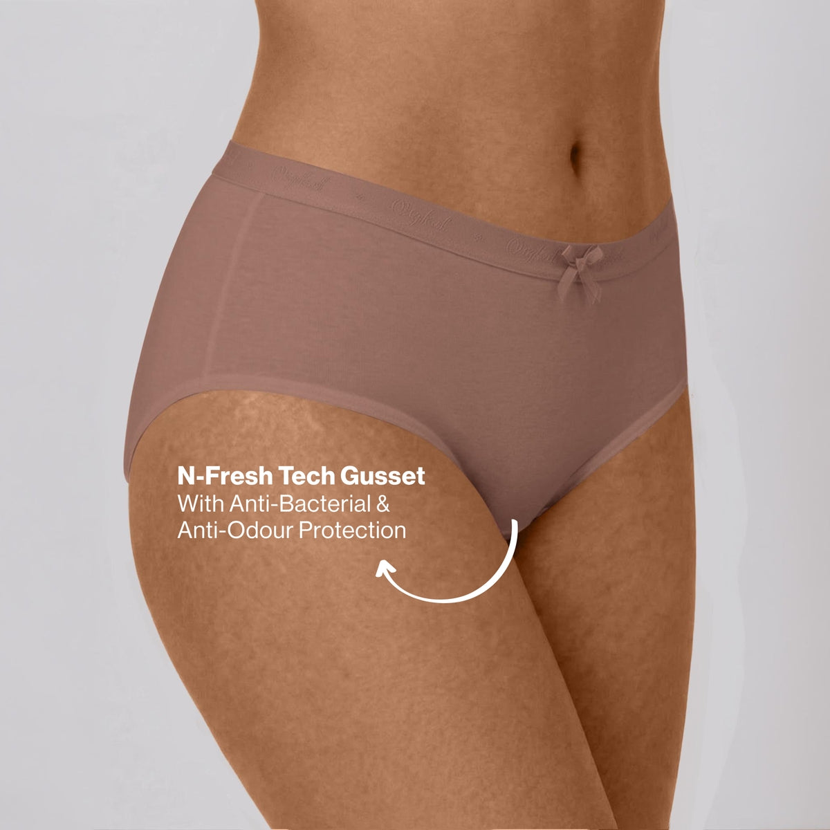 PO3 Mid Rise Cotton Full Brief Panty with Outer Elastic-NYP392 W Mauve,B Pink,L Rust