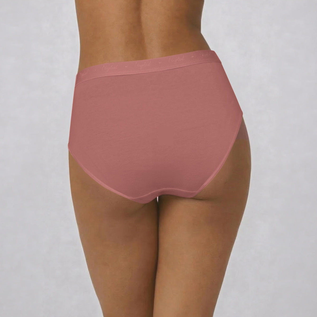 PO3 Mid Rise Cotton Full Brief Panty with Outer Elastic-NYP392 W Mauve,B Pink,L Rust