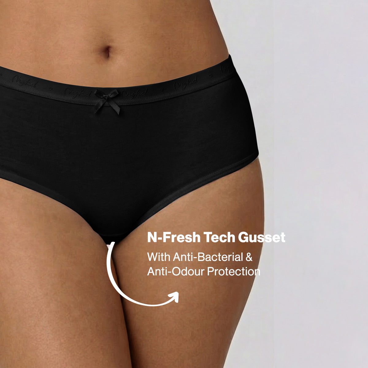 Nykd by Nykaa PO3 High Rise Cotton Full Brief Panty with Outer Elastic-Jet Black,S.Red,Jet Black NYP392