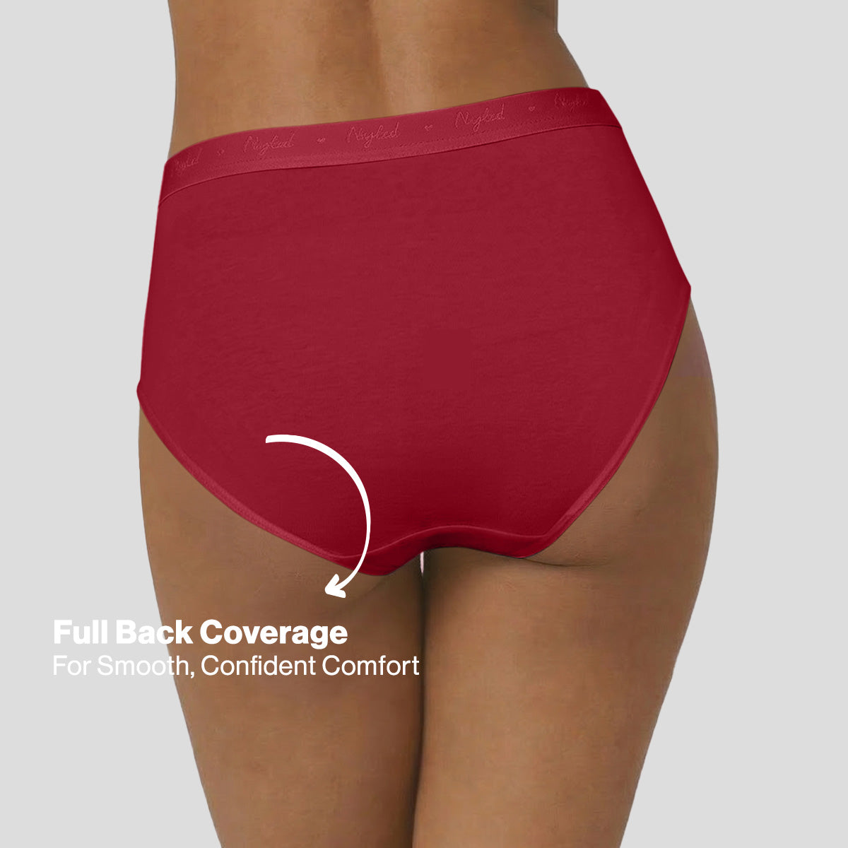 Nykd by Nykaa PO3 High Rise Cotton Full Brief Panty with Outer Elastic-Jet Black,S.Red,Jet Black NYP392