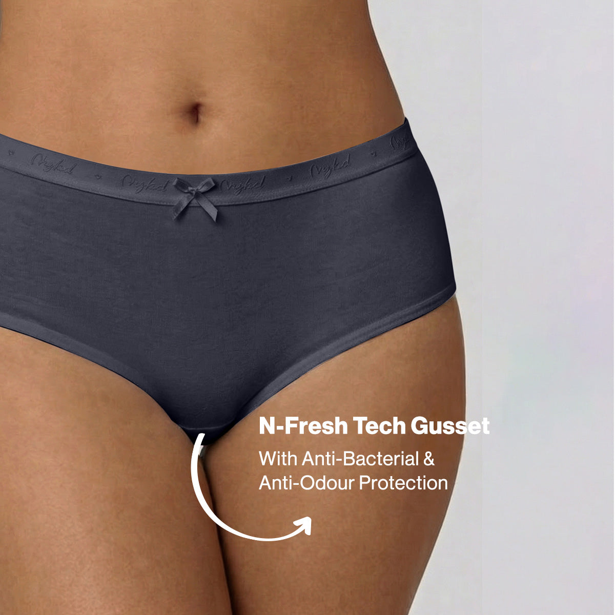 Nykd by Nykaa PO3 High Rise Cotton Full Brief Panty with Outer Elastic-Wine,Wedge.W,Grey NYP392
