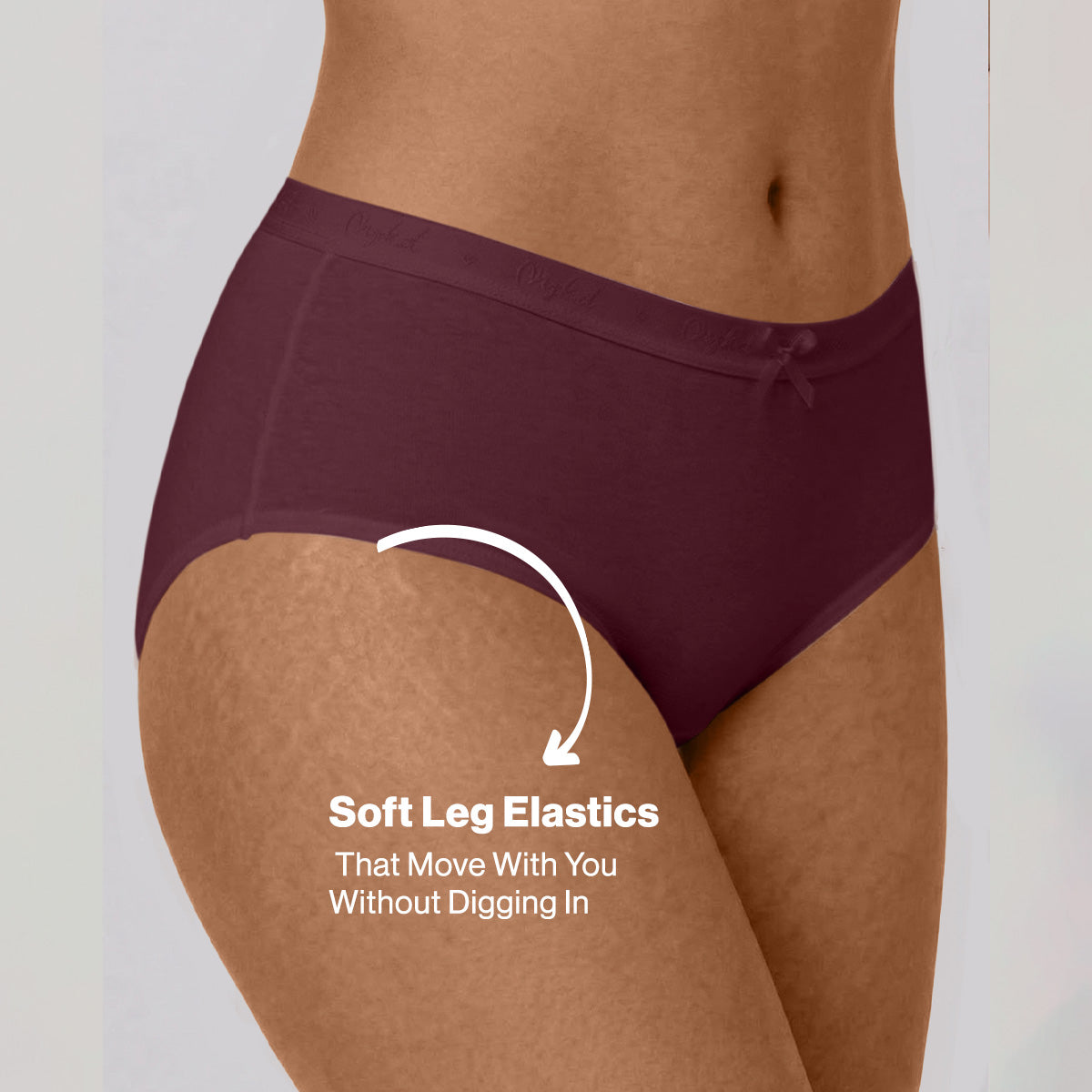 Nykd by Nykaa PO3 High Rise Cotton Full Brief Panty with Outer Elastic-Wine,Wedge.W,Grey NYP392