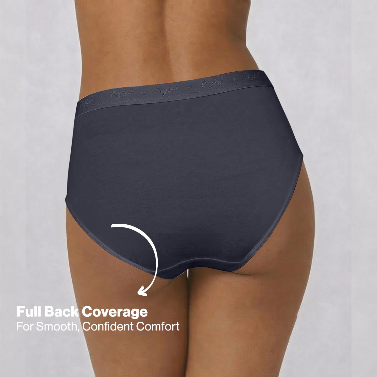 Nykd by Nykaa PO3 High Rise Cotton Full Brief Panty with Outer Elastic-Wine,Wedge.W,Grey NYP392