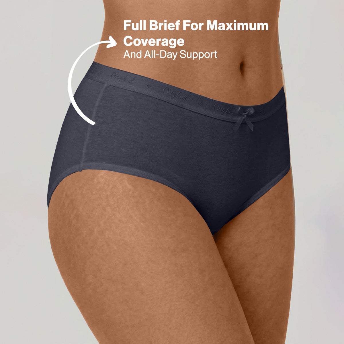 Nykd by Nykaa PO3 High Rise Cotton Full Brief Panty with Outer Elastic-Wine,Wedge.W,Grey NYP392