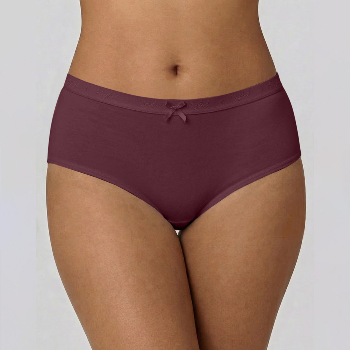 Nykd by Nykaa PO3 High Rise Cotton Full Brief Panty with Outer Elastic-Wine,Wedge.W,Grey NYP392