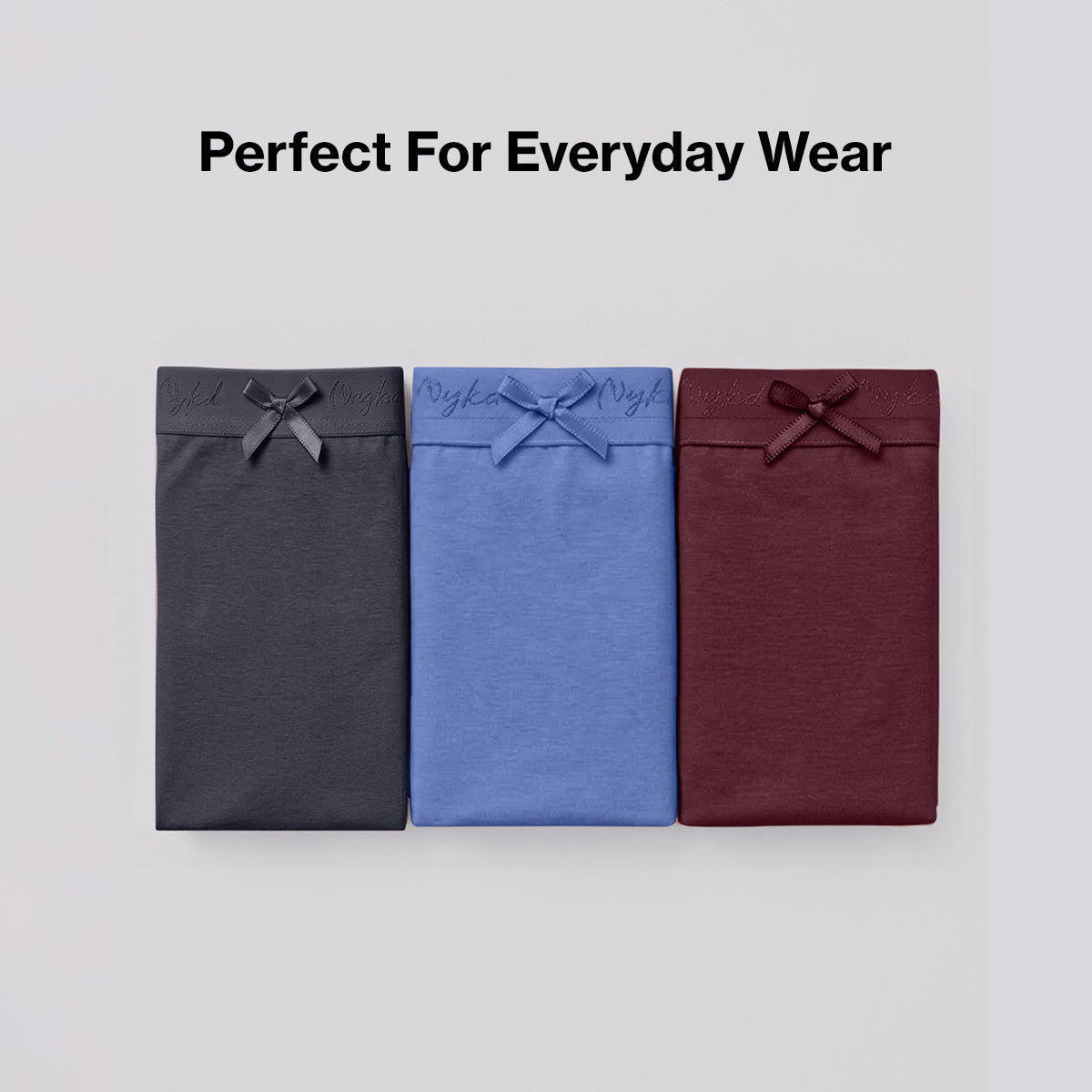 Nykd by Nykaa PO3 High Rise Cotton Full Brief Panty with Outer Elastic-Wine,Wedge.W,Grey NYP392