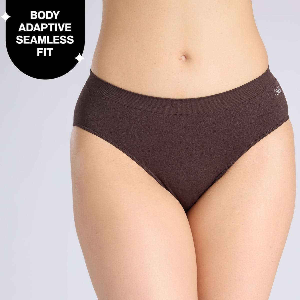 Adapt360° Seamless Hipster Panty with No-Roll, Dig-Free Fit & Cotton Gusset NYP410 Brown