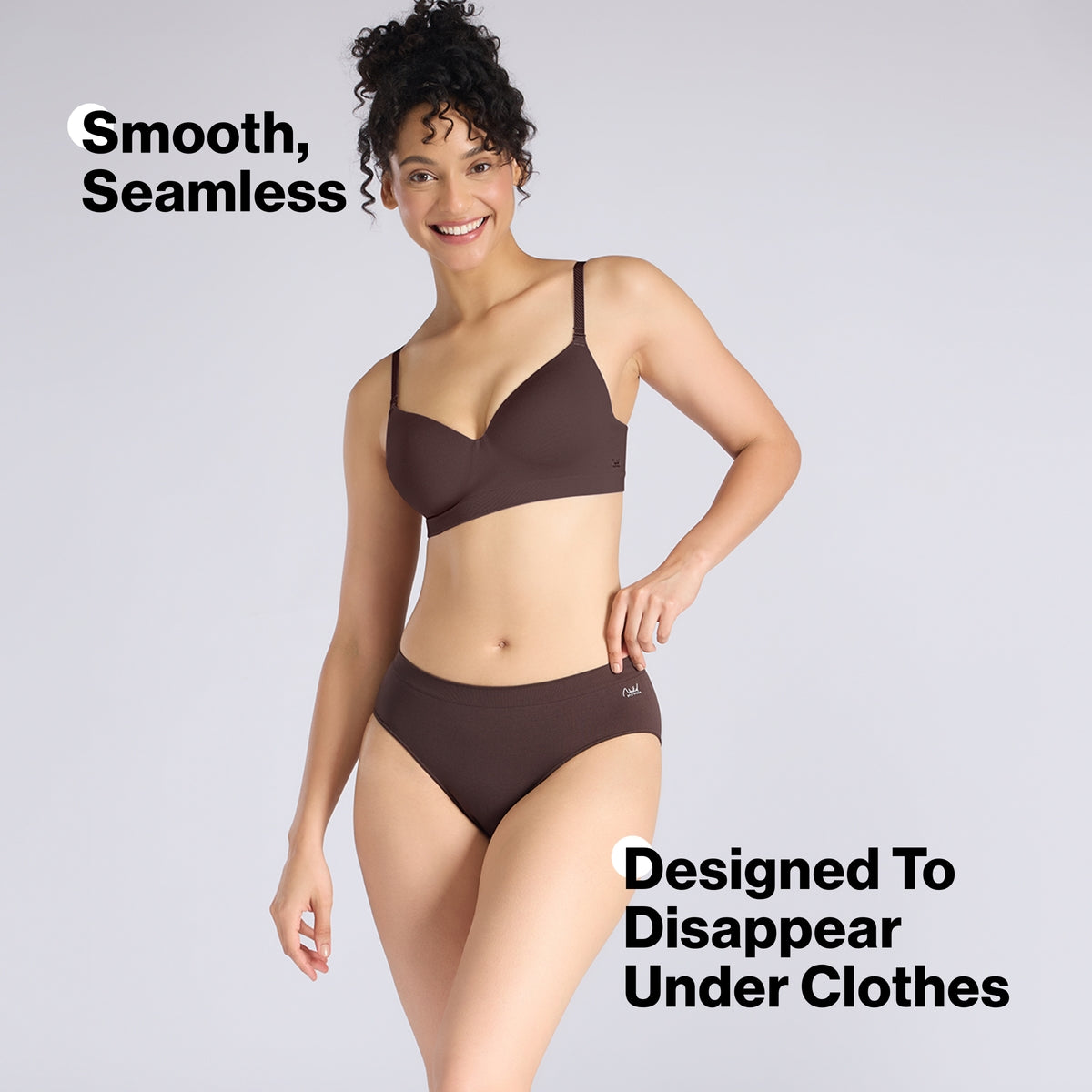 Adapt360° Seamless Hipster Panty with No-Roll, Dig-Free Fit & Cotton Gusset NYP410 Brown