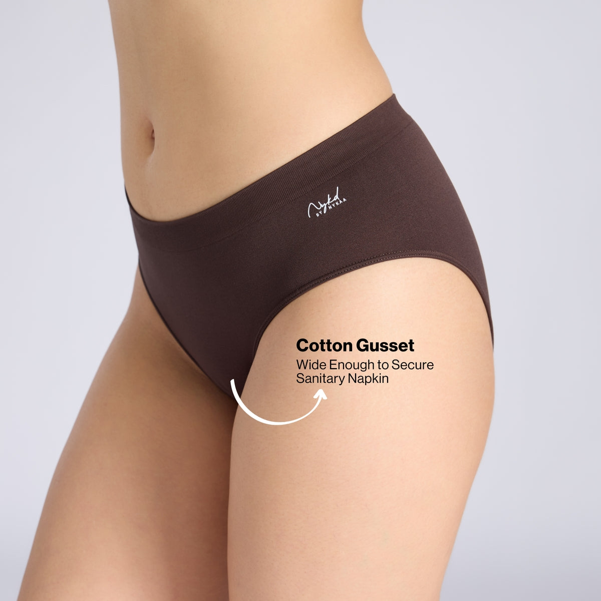 Adapt360° Seamless Hipster Panty with No-Roll, Dig-Free Fit & Cotton Gusset NYP410 Brown