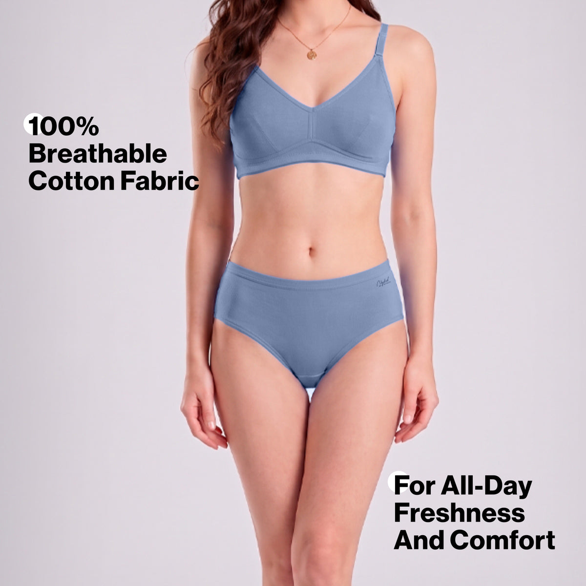 PO3 Mid Rise 100% Cotton Hipster Panty with Inner Elastic NYP451 Lt Blue, Black, W Mauve