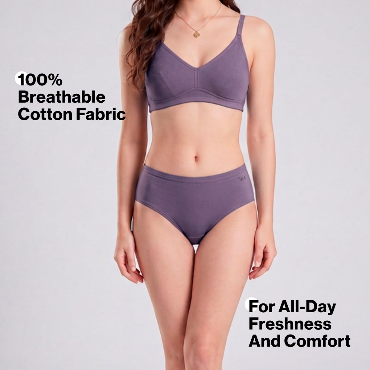 PO3 Mid Rise 100% Cotton Hipster Panty with Inner Elastic - NYP451 Blush,D Lavender,S Mint