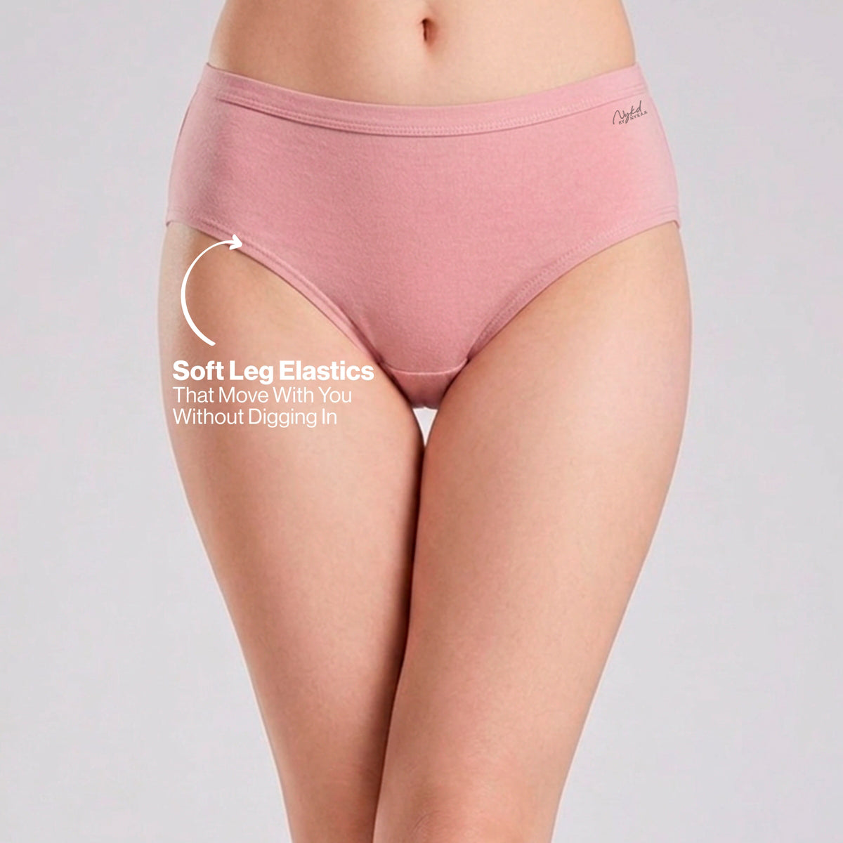 PO3 Mid Rise 100% Cotton Hipster Panty with Inner Elastic - NYP451 Blush,D Lavender,S Mint