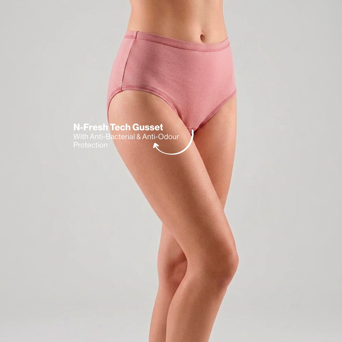 PO3 Mid Rise 100% Cotton Hipster Panty with Inner Elastic - NYP451 Blush,D Lavender,S Mint