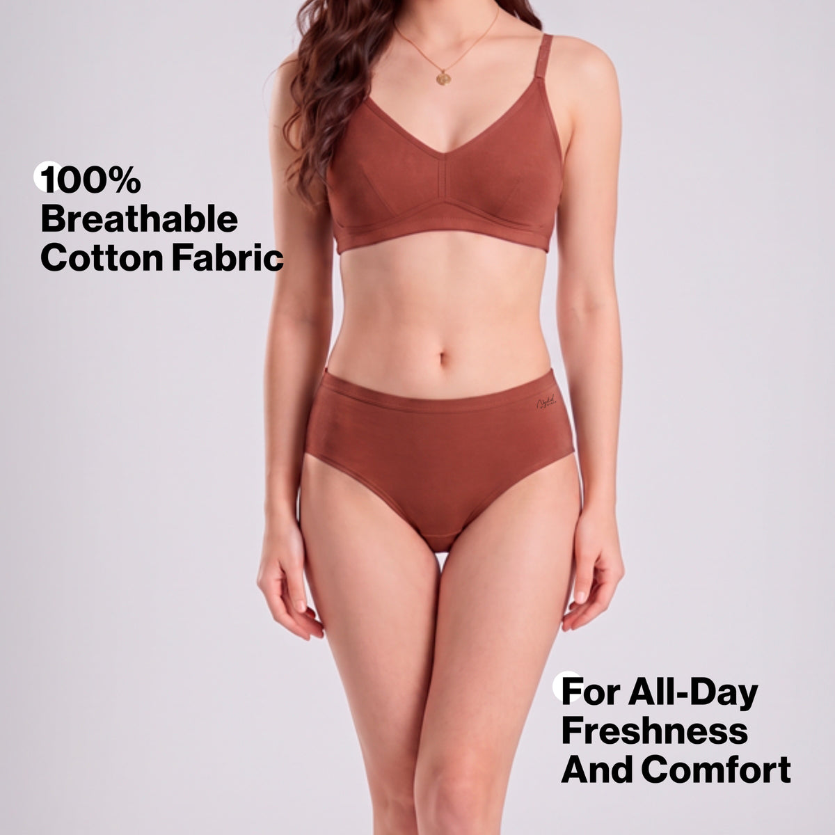 PO3 Mid Rise 100% Cotton Hipster Panty with Inner Elastic - NYP451 Rust,D Grape,Brown