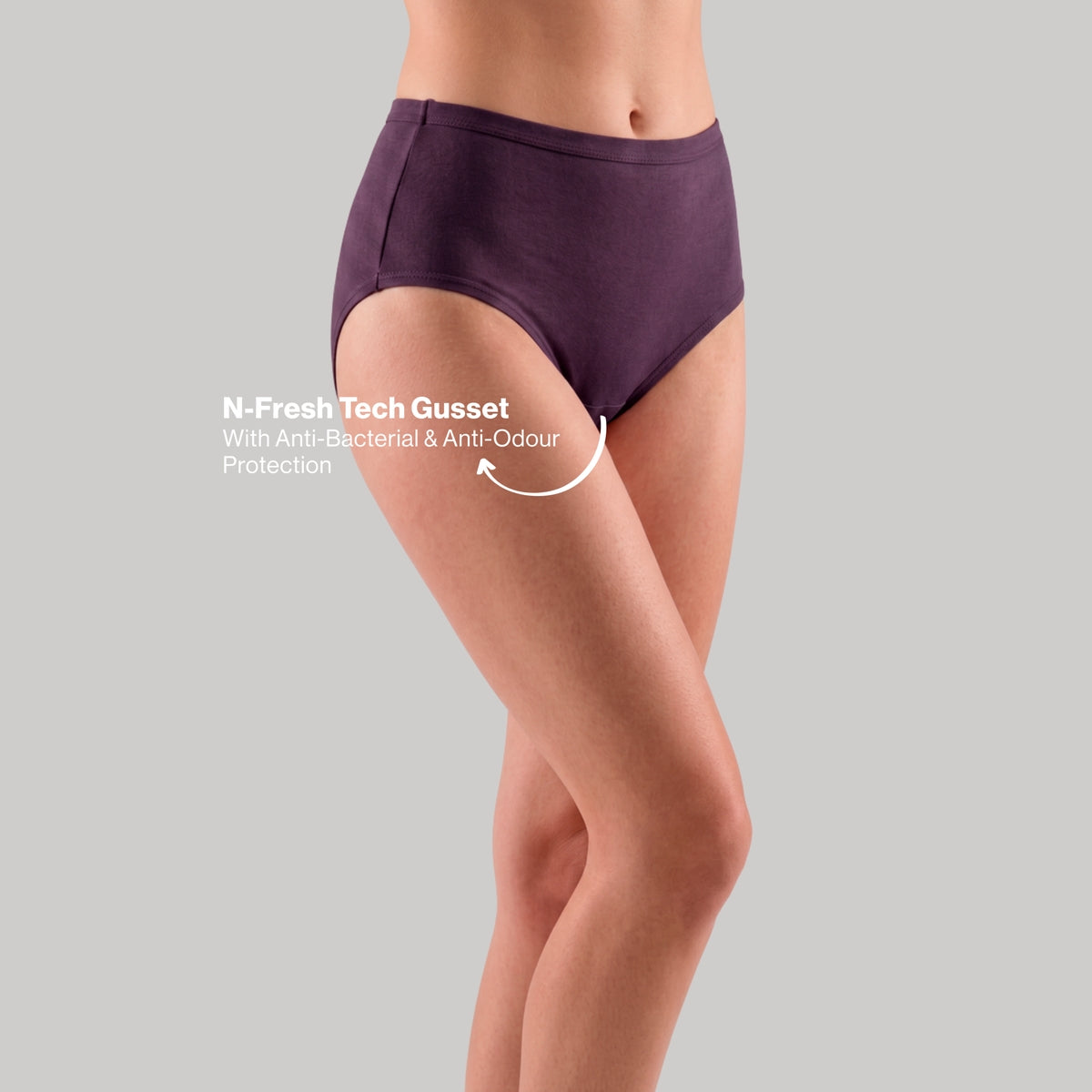 PO3 Mid Rise 100% Cotton Hipster Panty with Inner Elastic - NYP451 Rust,D Grape,Brown