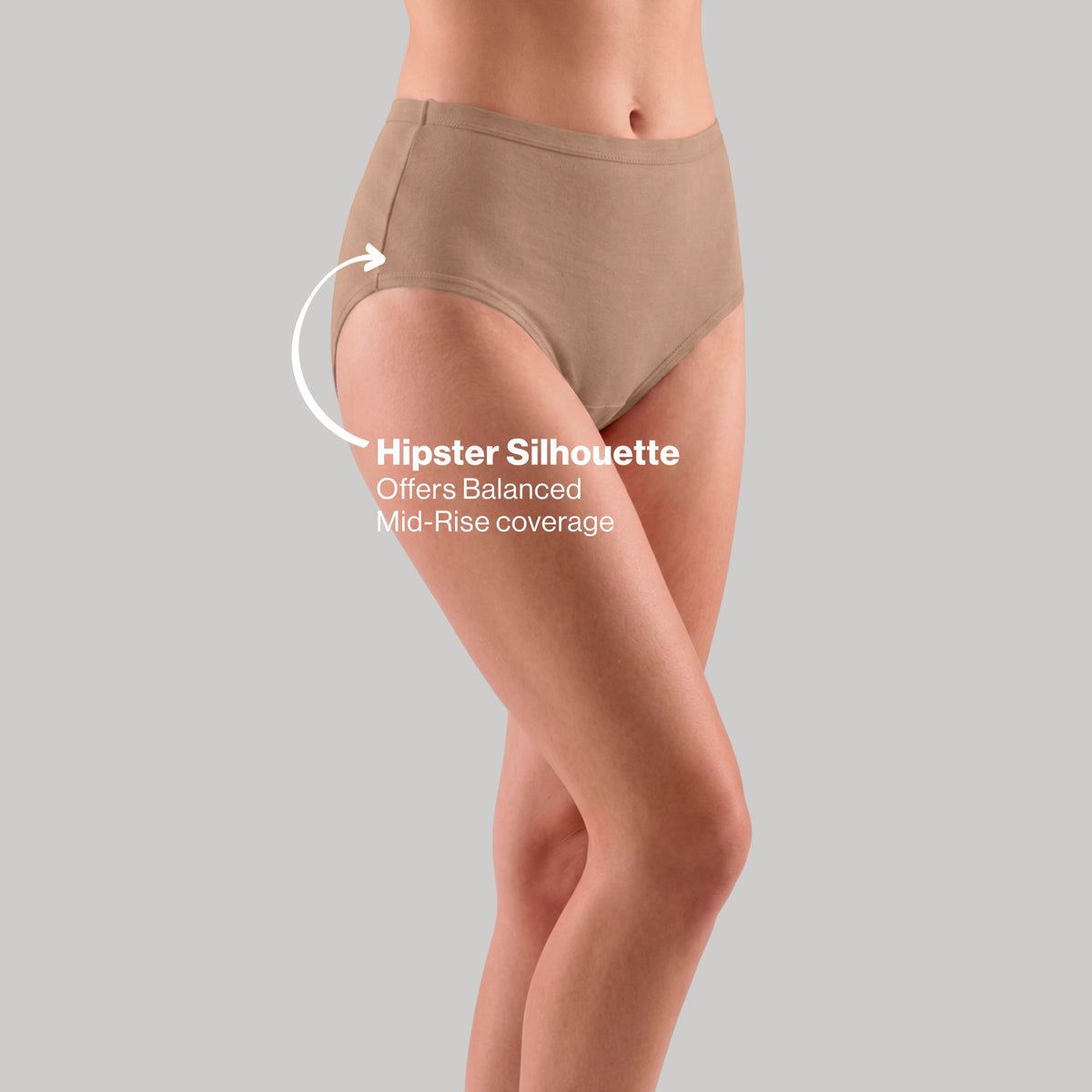 PO3 Mid Rise 100% Cotton Hipster Panty with Inner Elastic - NYP451 Taupe,S Red,Royal Blue