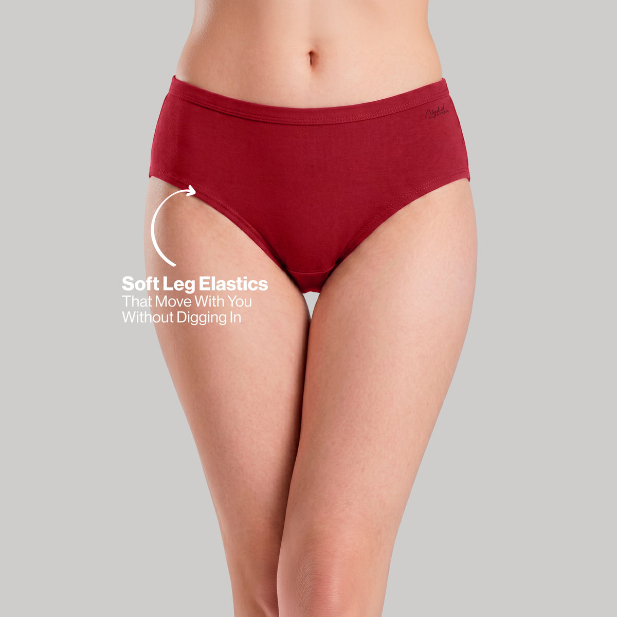 PO3 Mid Rise 100% Cotton Hipster Panty with Inner Elastic - NYP451 Taupe,S Red,Royal Blue
