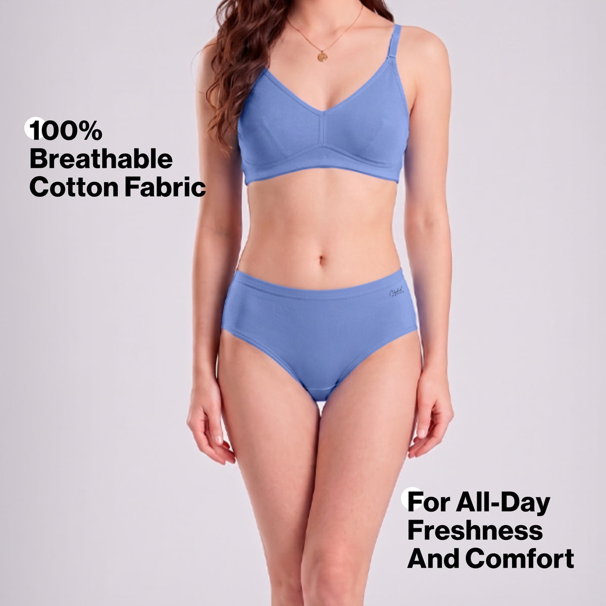 PO3 Mid Rise 100% Cotton Hipster Panty with Inner Elastic - NYP451 W.Blue,Black,Hot Pink
