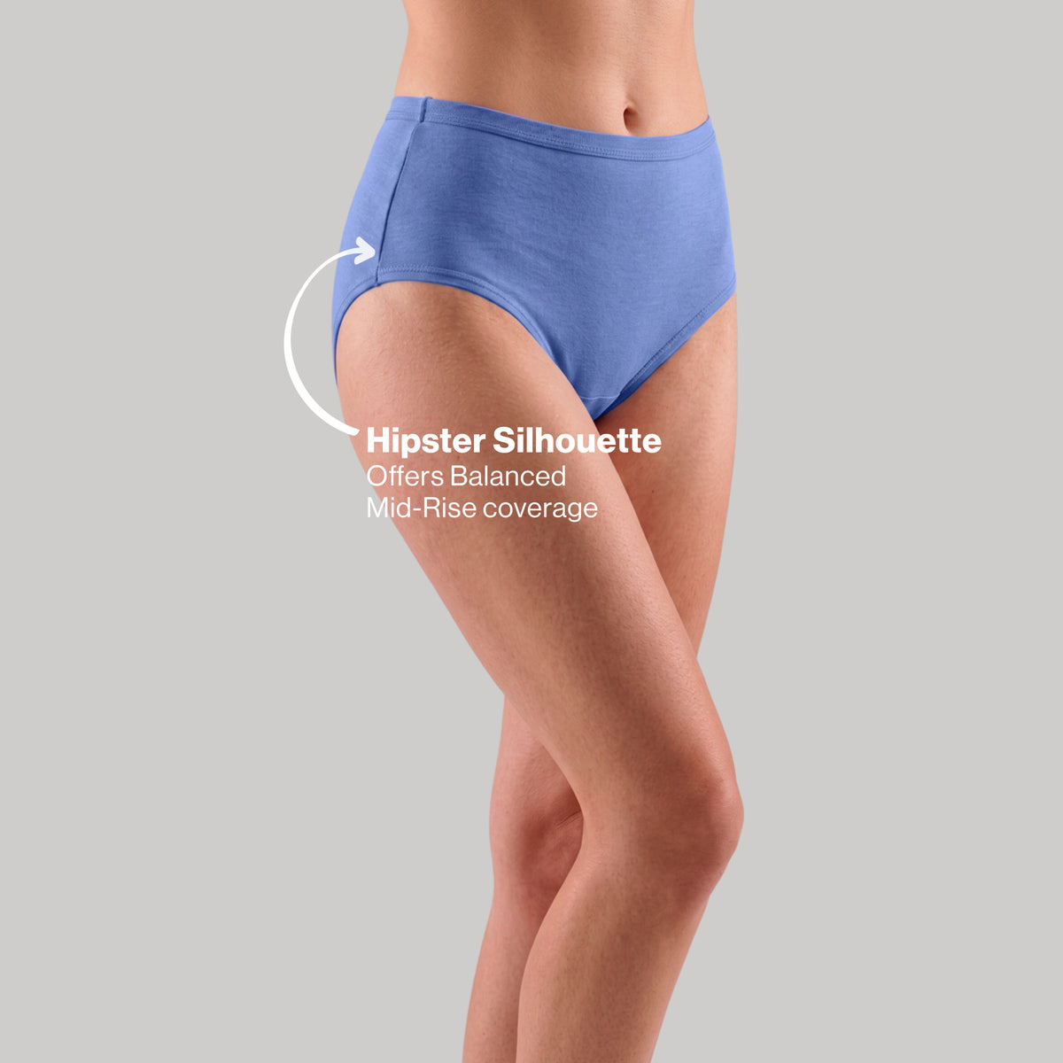 PO3 Mid Rise 100% Cotton Hipster Panty with Inner Elastic - NYP451 W.Blue,Black,Hot Pink
