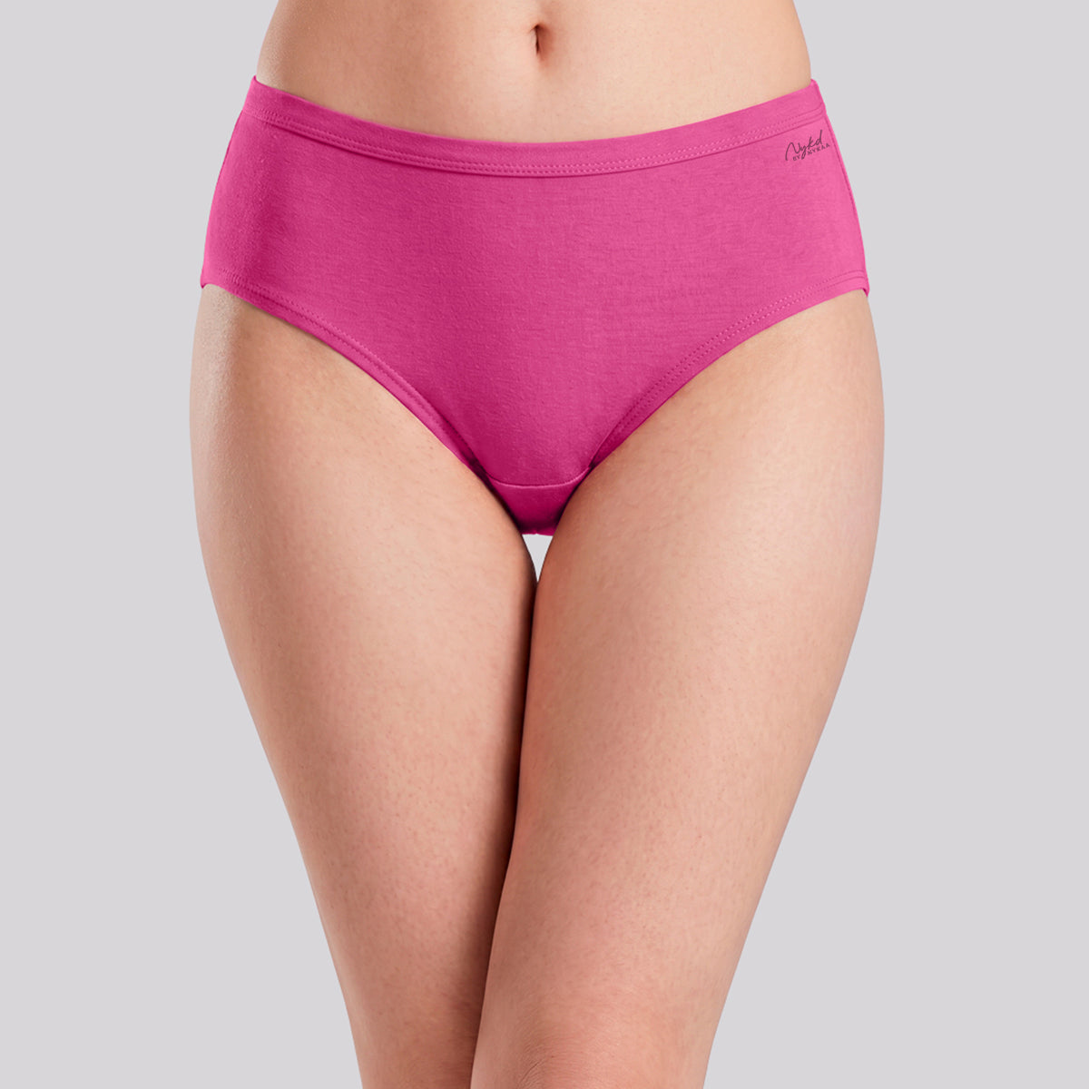 PO3 Mid Rise 100% Cotton Hipster Panty with Inner Elastic - NYP451 W.Blue,Black,Hot Pink