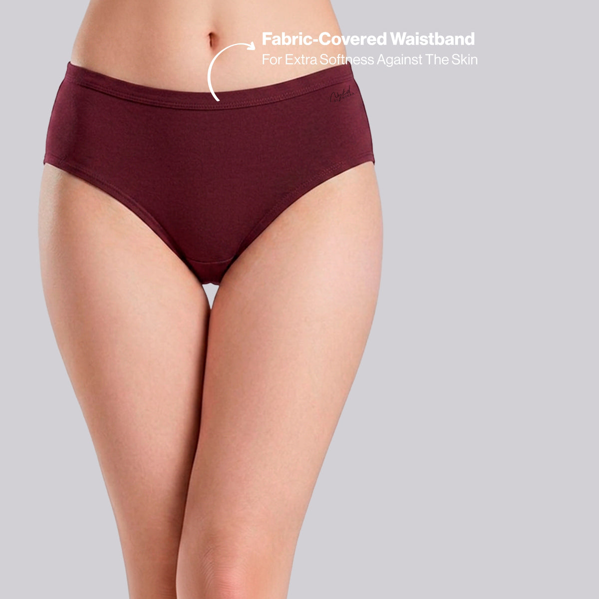 PO3 Mid Rise 100% Cotton Hipster Panty with Inner Elastic - NYP451 Wine,D Purple,Clay