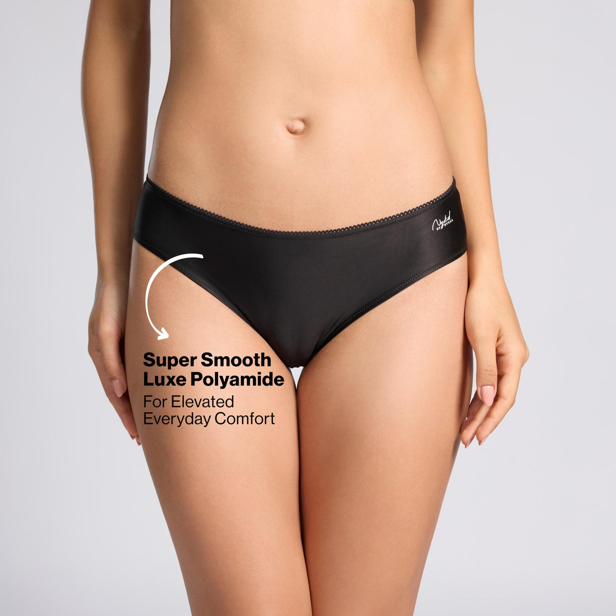 Nykd by Nykaa Ultimate 24/7 Luxe Satin Hipster Panty Cotton Gusset NYP459 Black