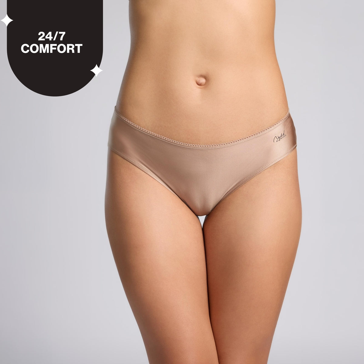 Nykd by Nykaa Ultimate 24/7 Luxe Satin Hipster Panty Cotton Gusset NYP459 D.Nude