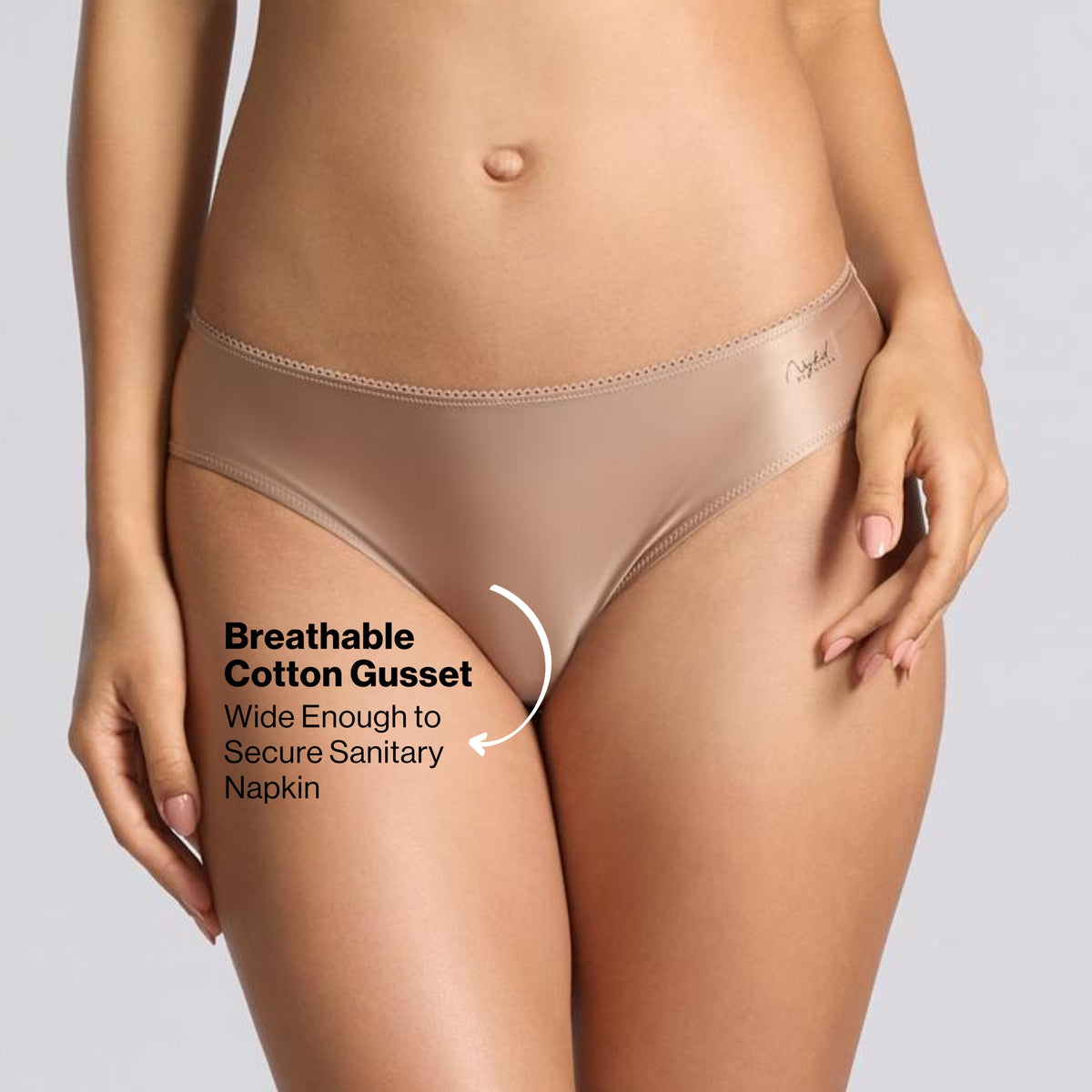 Nykd by Nykaa Ultimate 24/7 Luxe Satin Hipster Panty Cotton Gusset NYP459 D.Nude