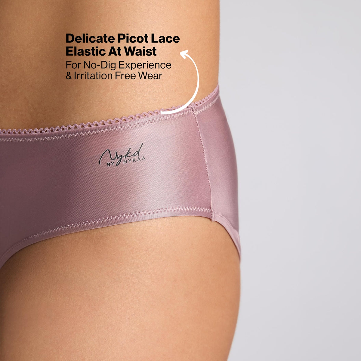 Nykd by Nykaa Ultimate 24/7 Luxe Satin Hipster Panty Cotton Gusset NYP459 Lavender