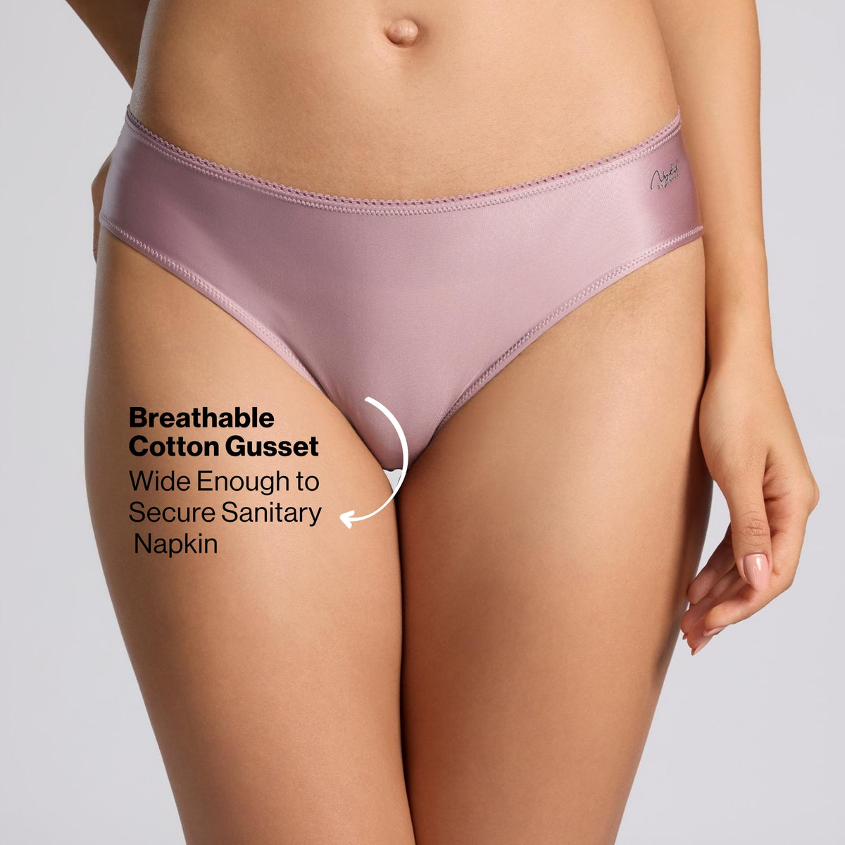 Nykd by Nykaa Ultimate 24/7 Luxe Satin Hipster Panty Cotton Gusset NYP459 Lavender