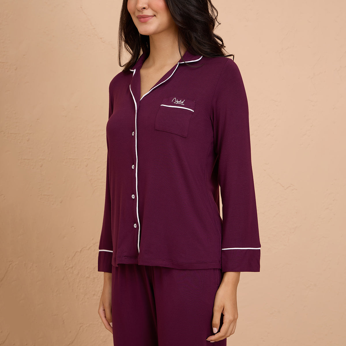 Modal Pajama Set of 2 in a Sumptuously Soft Modal Button-Down style  -Potent Purple NYS001