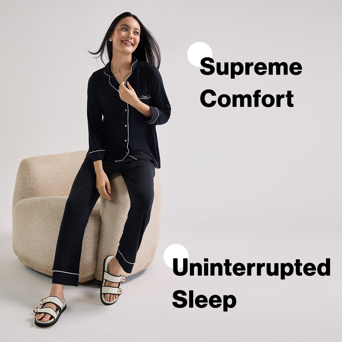 Sumptuously Soft Modal Button-Down Pajama Set of 2-NYS001-Black